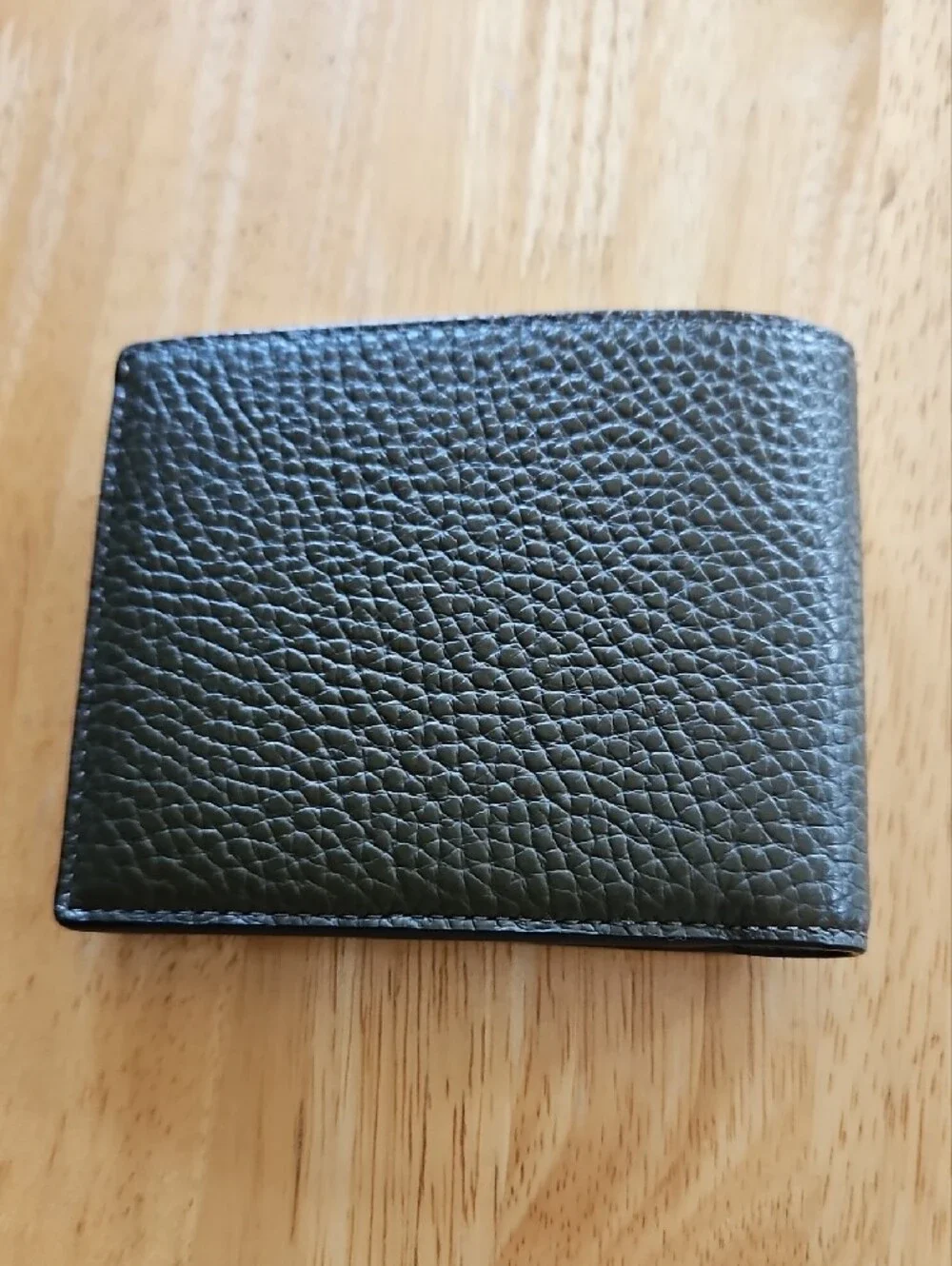 COACH Men's Olive Green Pebbled Leather Bifold Wallet with Embossed Carriage
